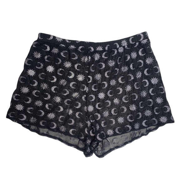 Black Mesh Shorts Sheer Glitter Moon High Waisted Shorts from Motel - Picture 4 of 7